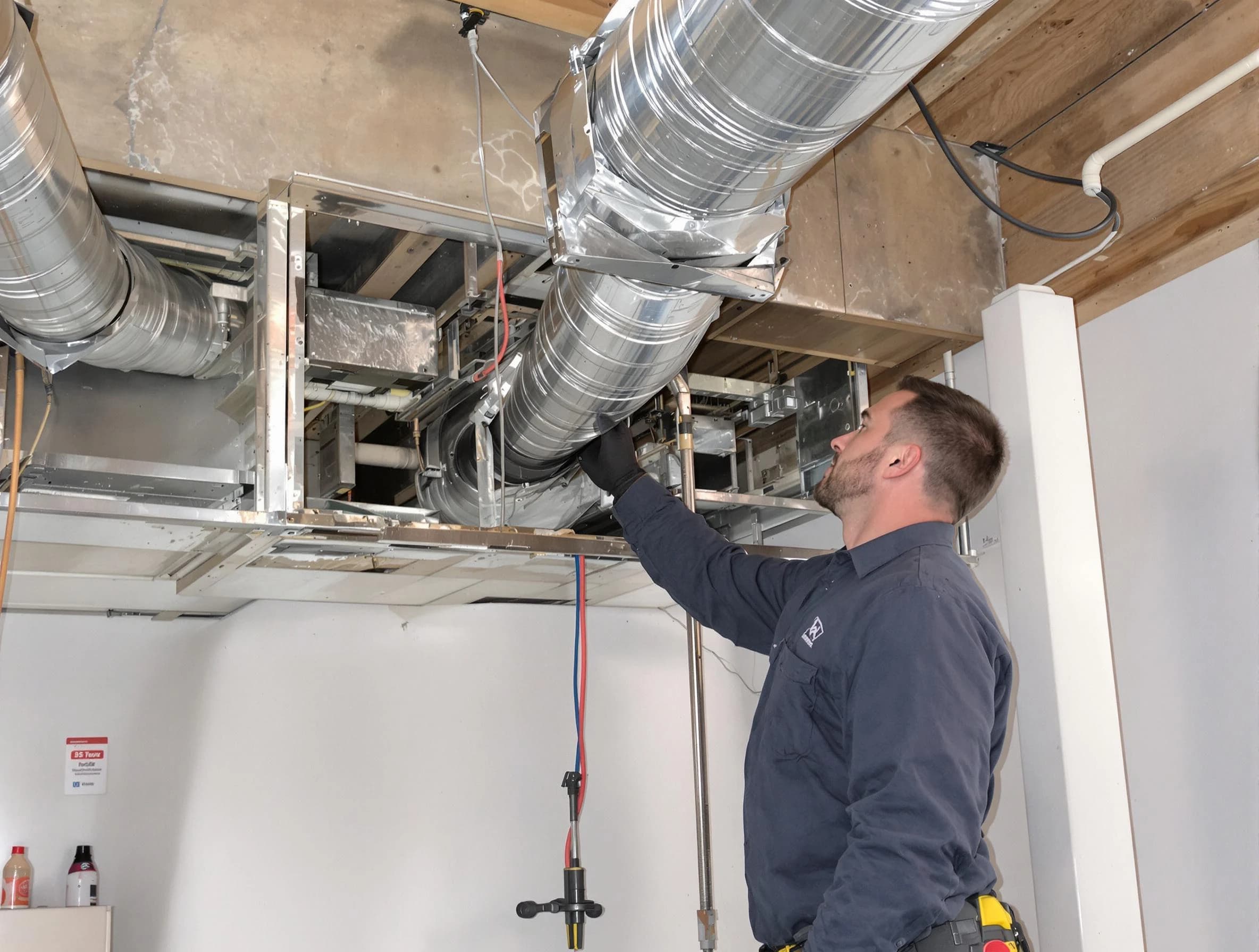 Dakota Ridge Air Duct Cleaning technician performing professional air duct repair using specialized tools in Dakota Ridge